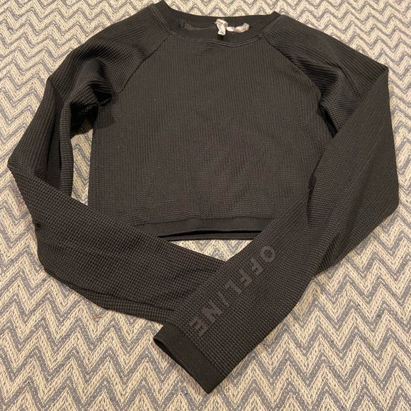 aerie Tops - Aerie OFFLINE Black Cropped Long Sleeve Top Size Small